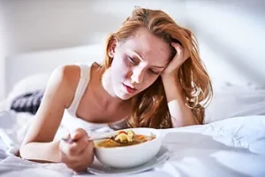 Woman with soup not eating Charlotte Acu Bodywork