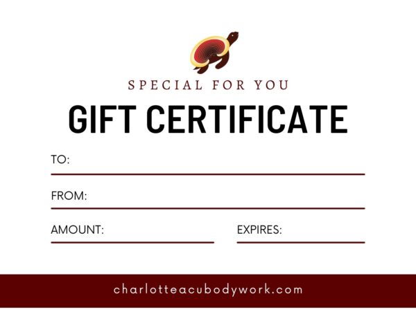 Gift Cards at Charlotte Acu Bodywork Eastern Traditional Healing Arts