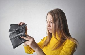 Woman looking for money